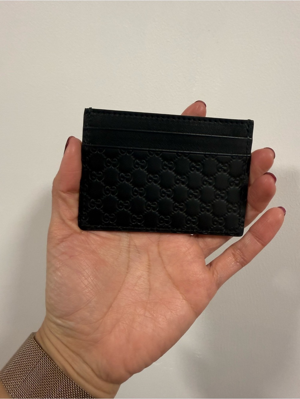 Gucci Black Leather Microguccissima Card Case